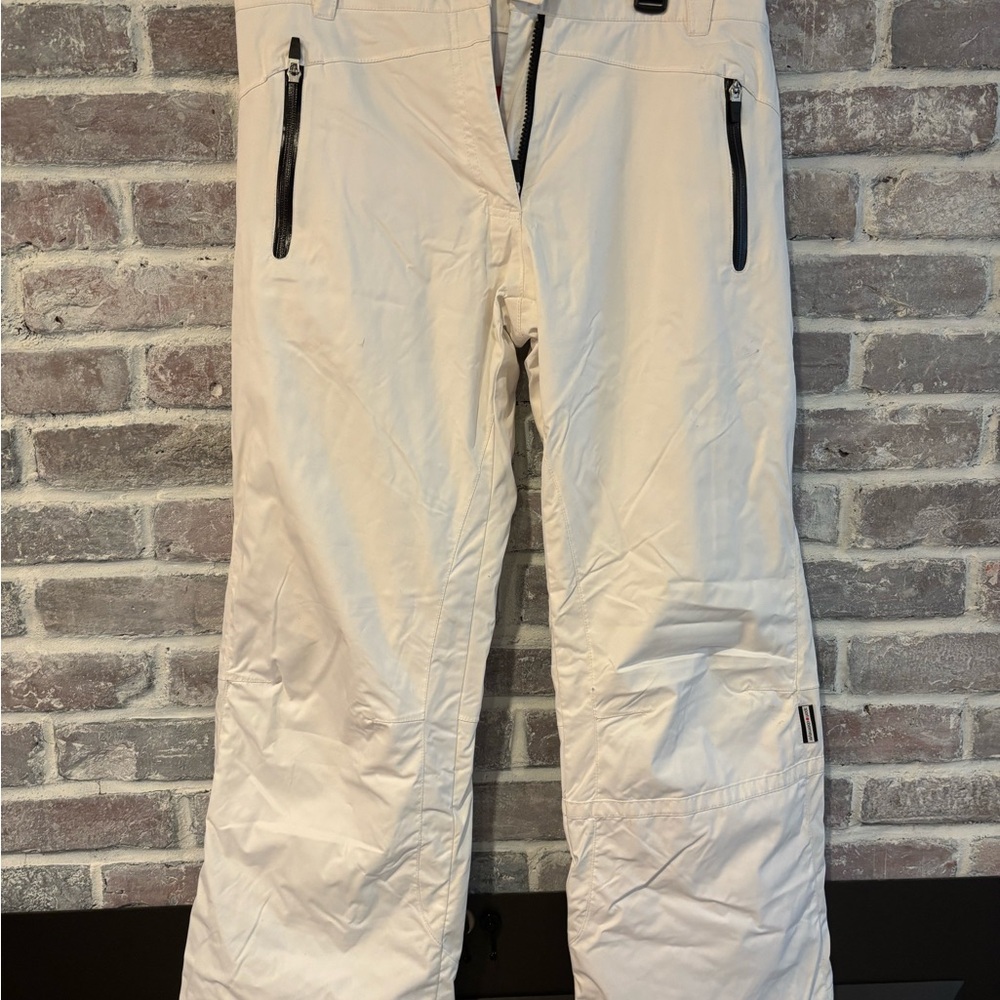 White Snow Pants Size 8 with Black Zipper Accents